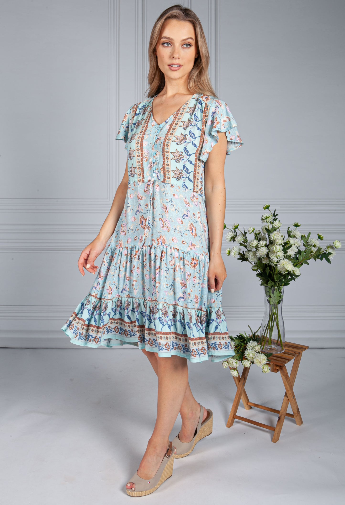 All The Blues Floral Dress