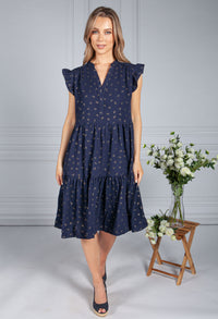 Navy & Gold Smock Dress