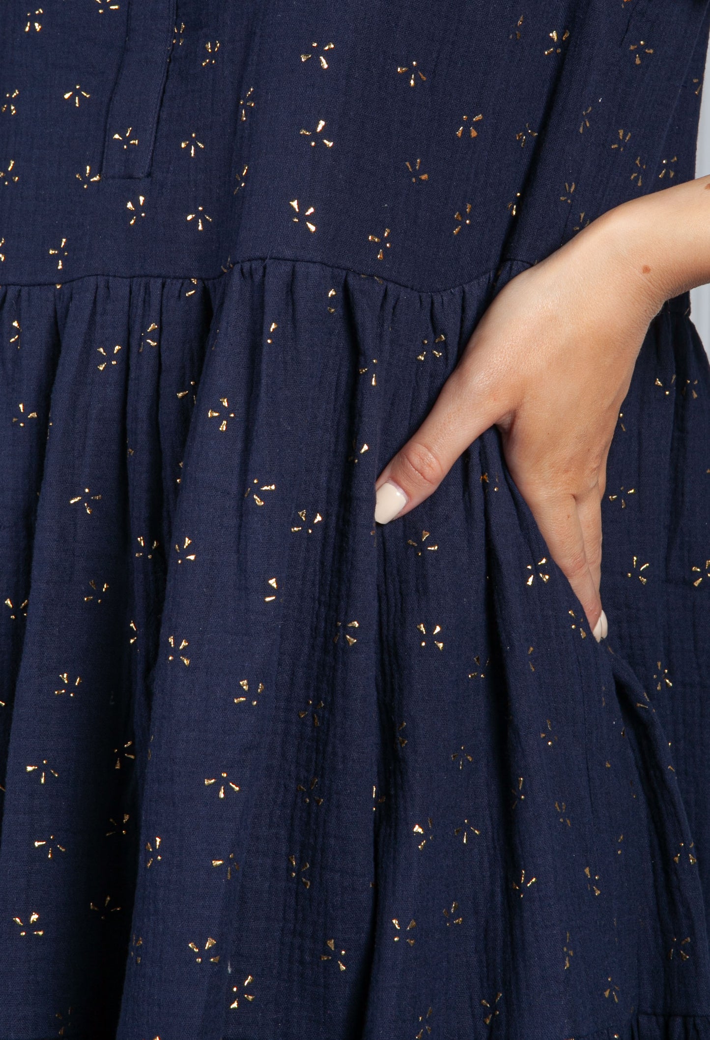 Navy & Gold Smock Dress