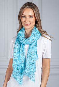 Turquoise Forget Me Not Print scarf