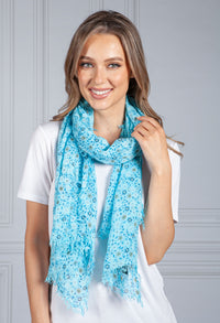 Turquoise Forget Me Not Print scarf