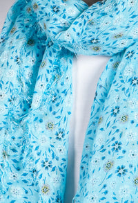 Turquoise Forget Me Not Print scarf