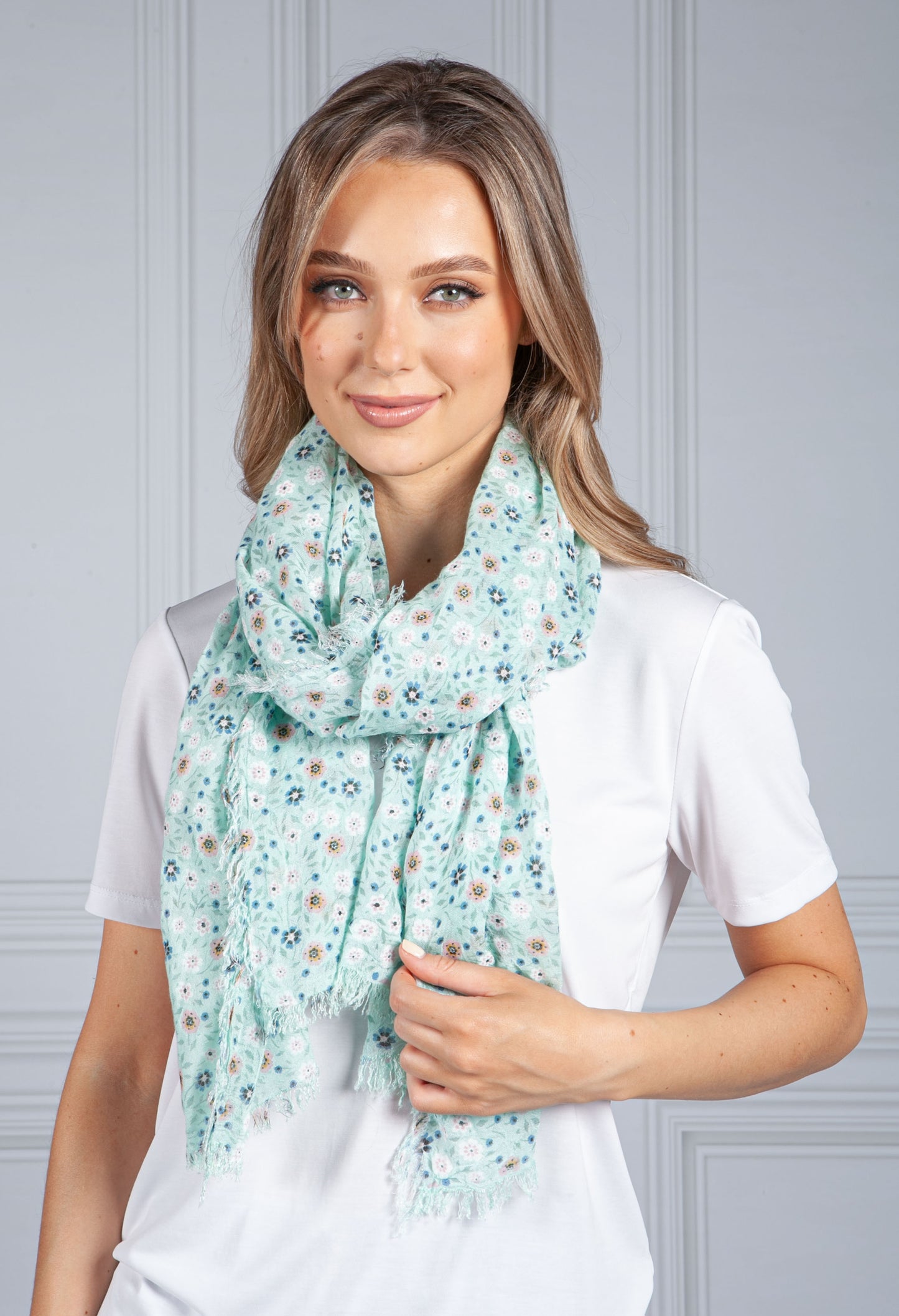 Mint Forget Me Not Print Scarf