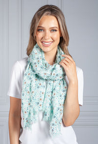 Mint Forget Me Not Print Scarf