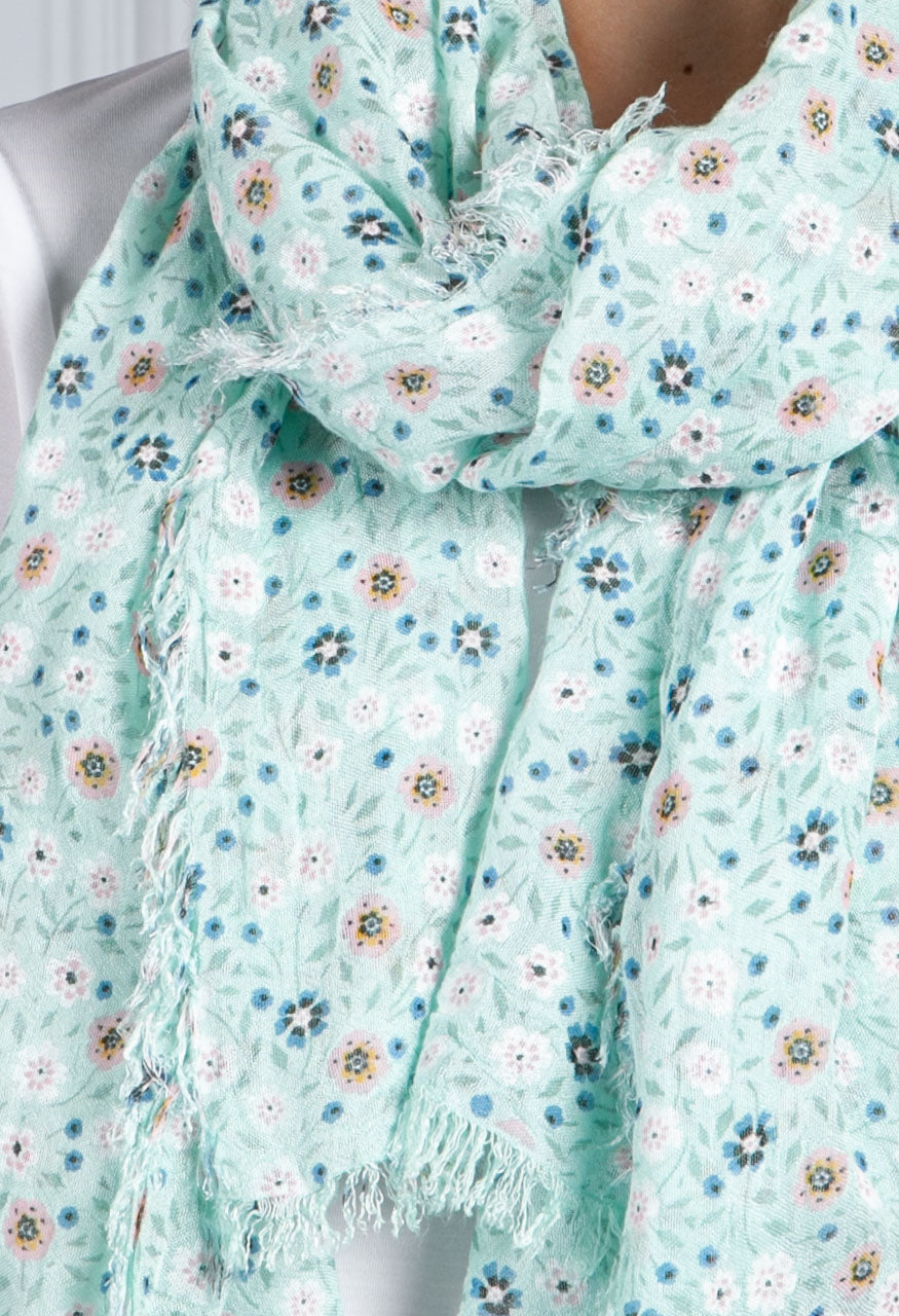 Mint Forget Me Not Print Scarf