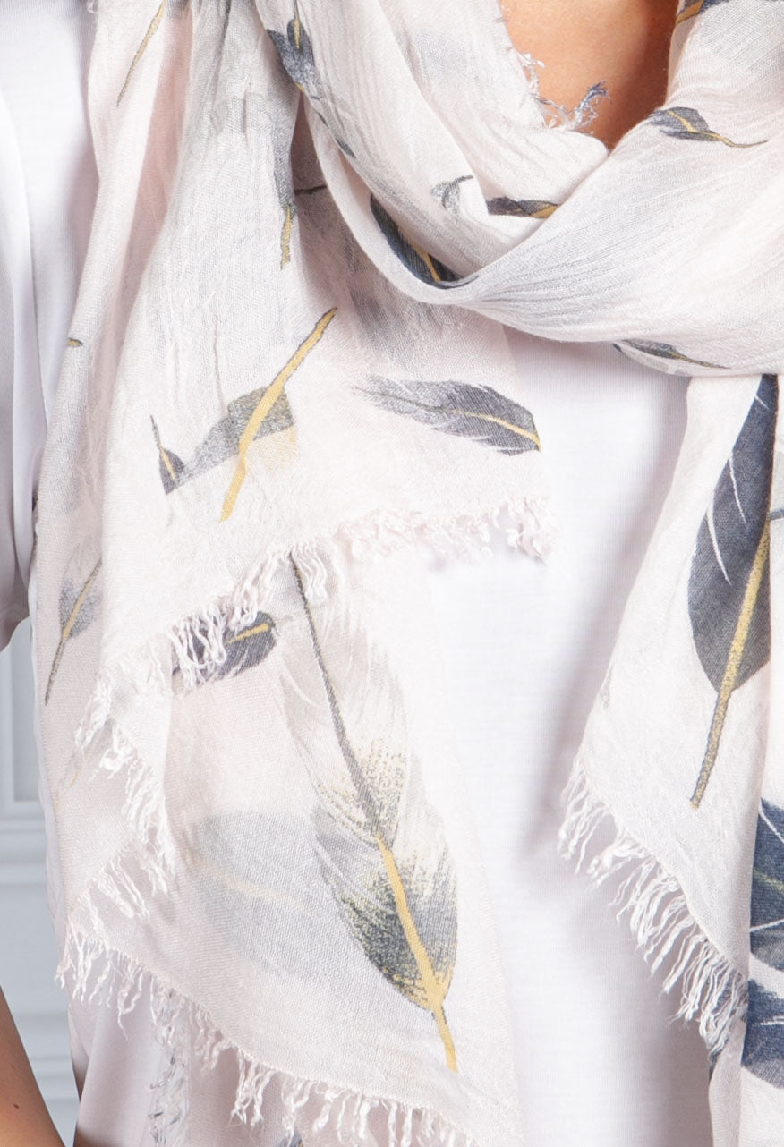 Blush Pink Feathered Print Scarf