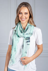 Mint Green Feathered Print Scarf