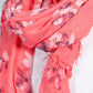 Bright Coral Orchid Print Scarf