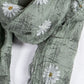 Garden Daisy Print Scarf in Green