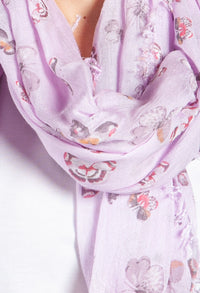 Summer Butterfly Print Scarf in Lilac