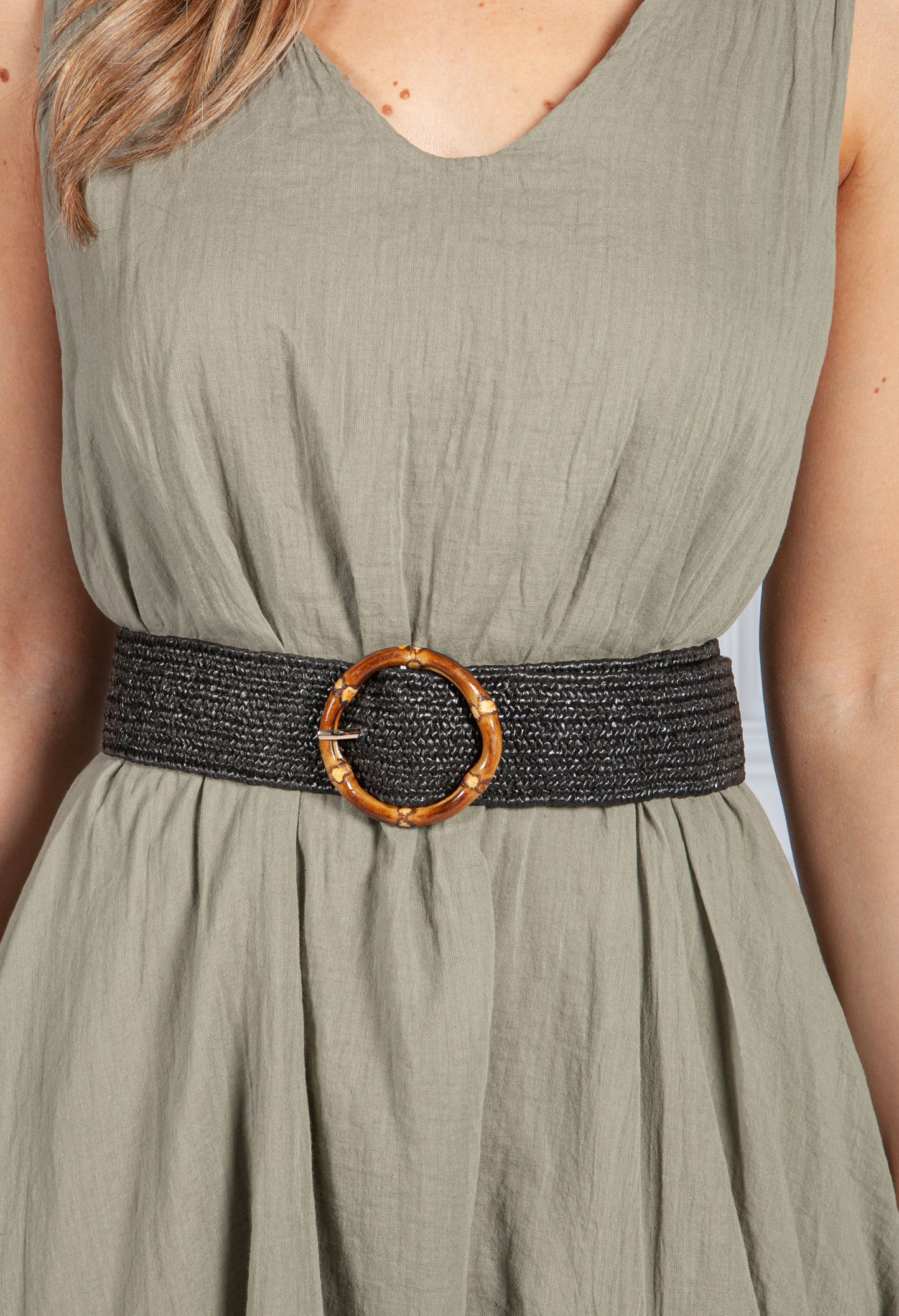 Black Wicker Buckle Belt