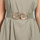 GOLD BUCKLE KHAKI WICKER BELT