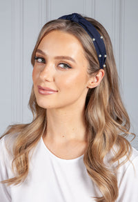 Navy Pearl Headband-1