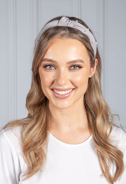 Soft Grey Pearl Headband-1