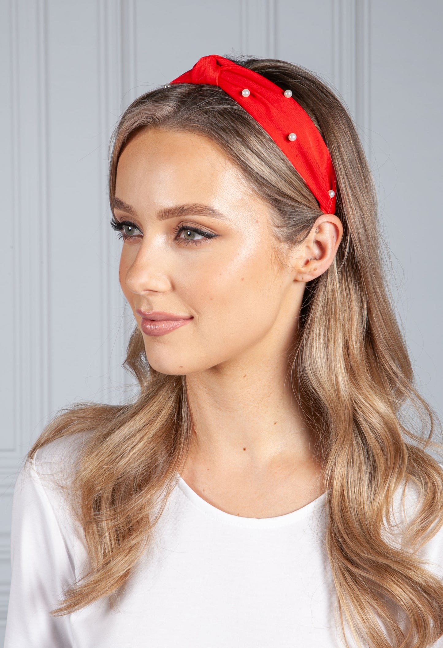 Ruby Red Pearl Headband-1