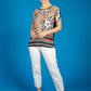 FLORAL TOP WITH ABSTARCT PRINT HEM