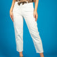 CROPPED TROUSERS WITH FRAYED HEM WHITE