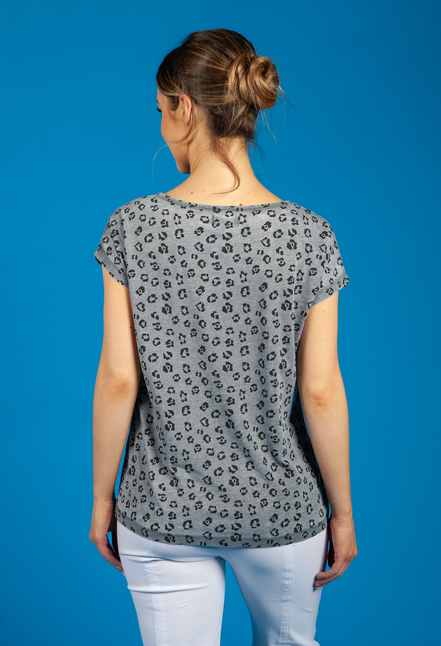 Mini Animal Print Top in Grey