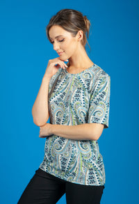 Blue Mix Paisley Print Top