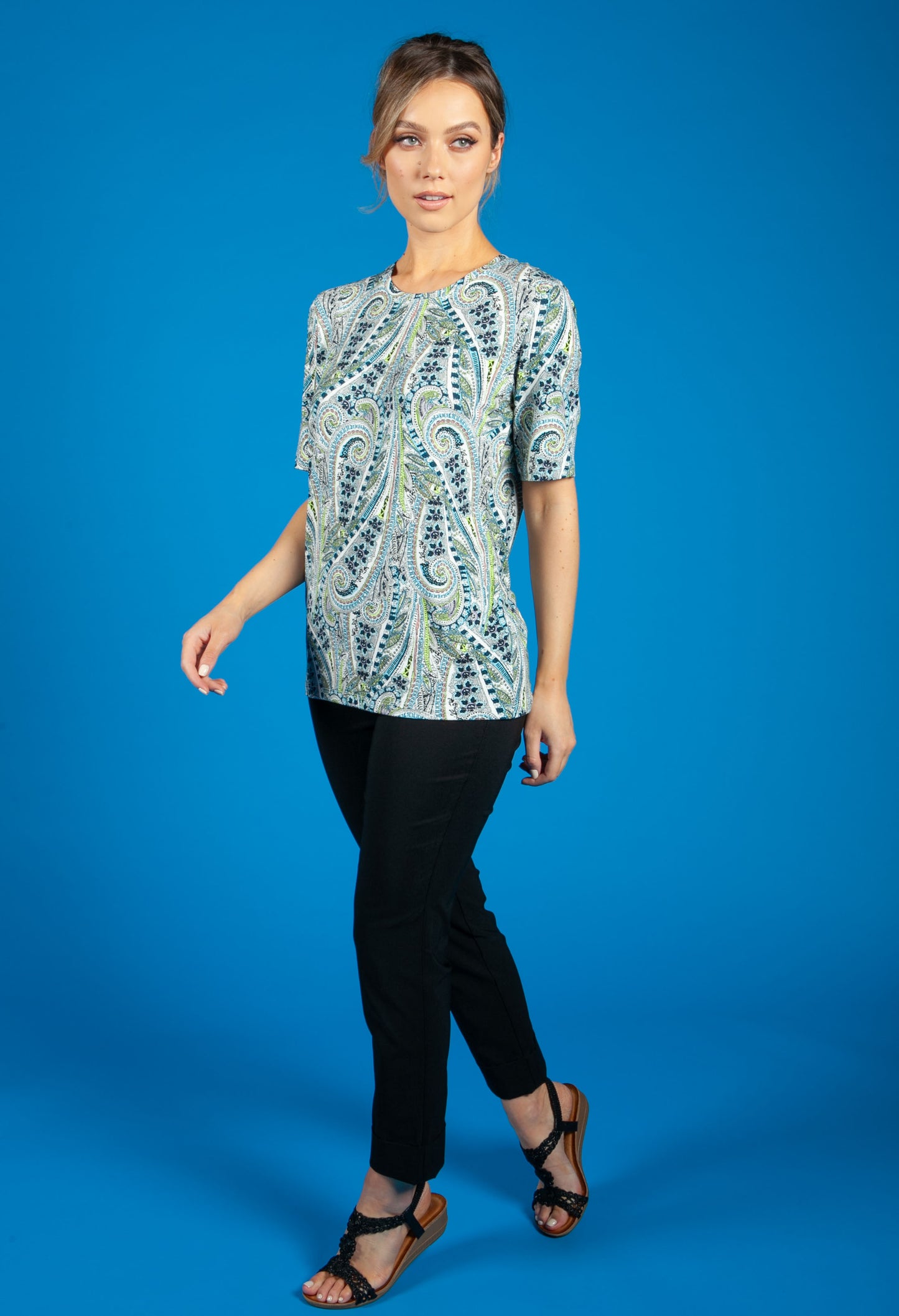 Blue Mix Paisley Print Top