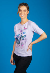 Purple Butterfly Print Top