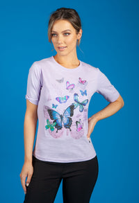 Purple Butterfly Print Top