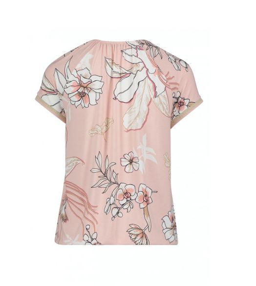 PRINTED TOP WITH ELASTICATED WAIST IN ROSE