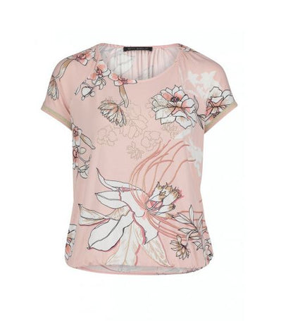 PRINTED TOP WITH ELASTICATED WAIST IN ROSE