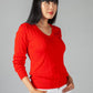 Red Cable Knit V Neck Jumper