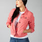 Summer Denim Jacket in Coral Pink