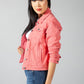 Summer Denim Jacket in Coral Pink