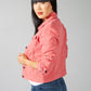 Summer Denim Jacket in Coral Pink