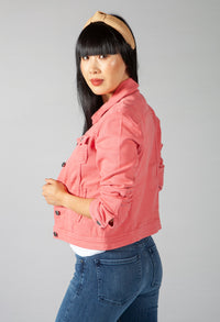 Summer Denim Jacket in Coral Pink