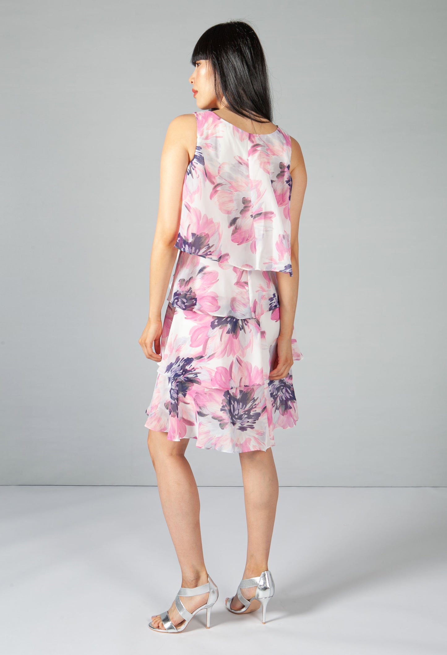 Pink Floral Layered Dress