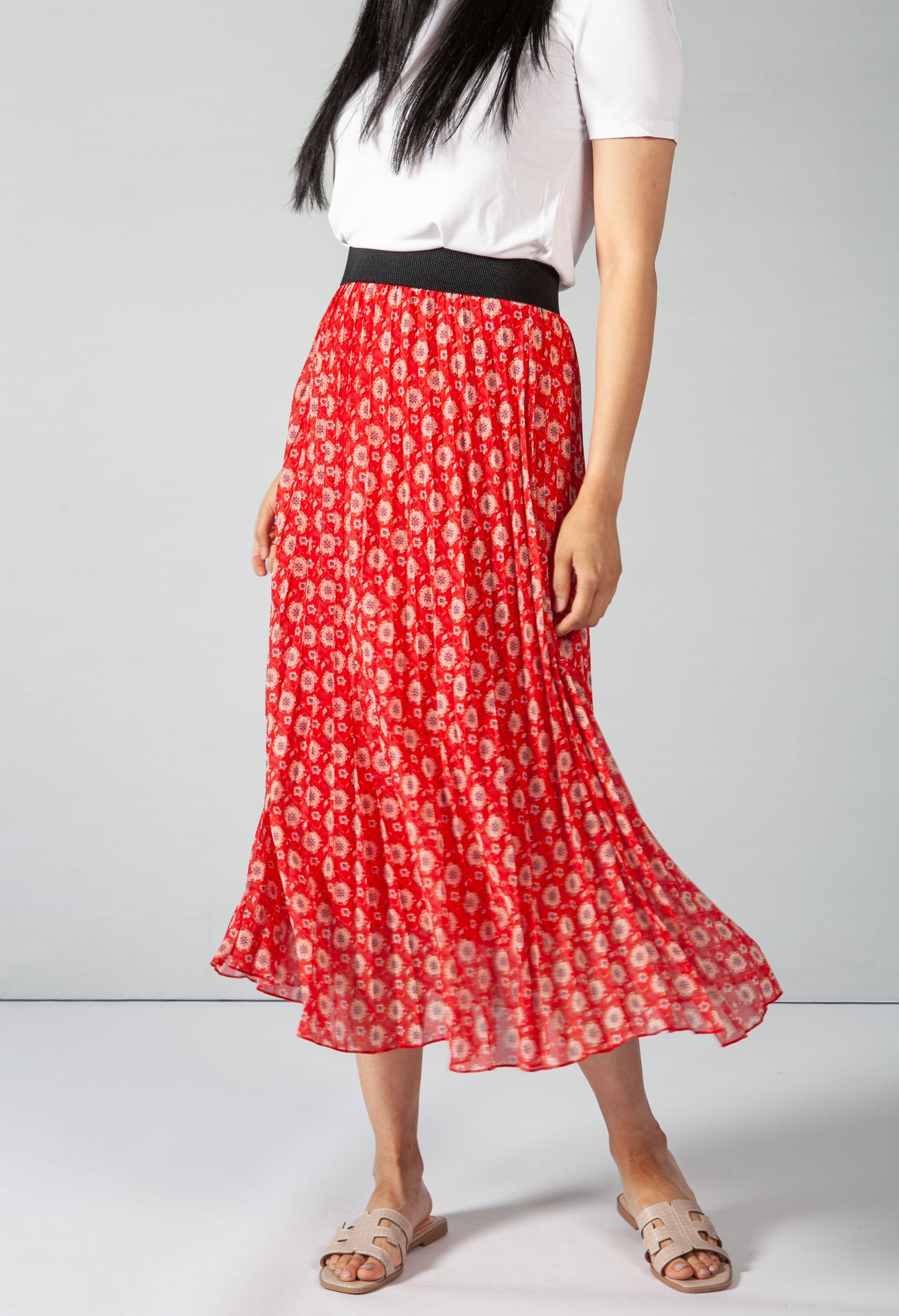 Vintage Print Ruby Red Skirt