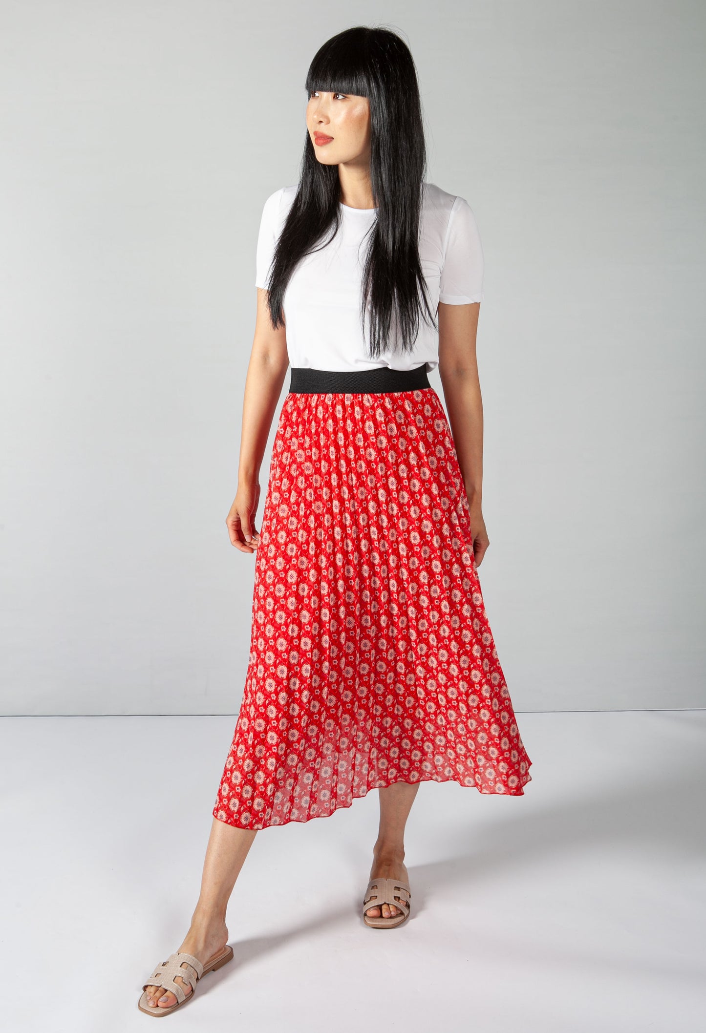 Vintage Print Ruby Red Skirt