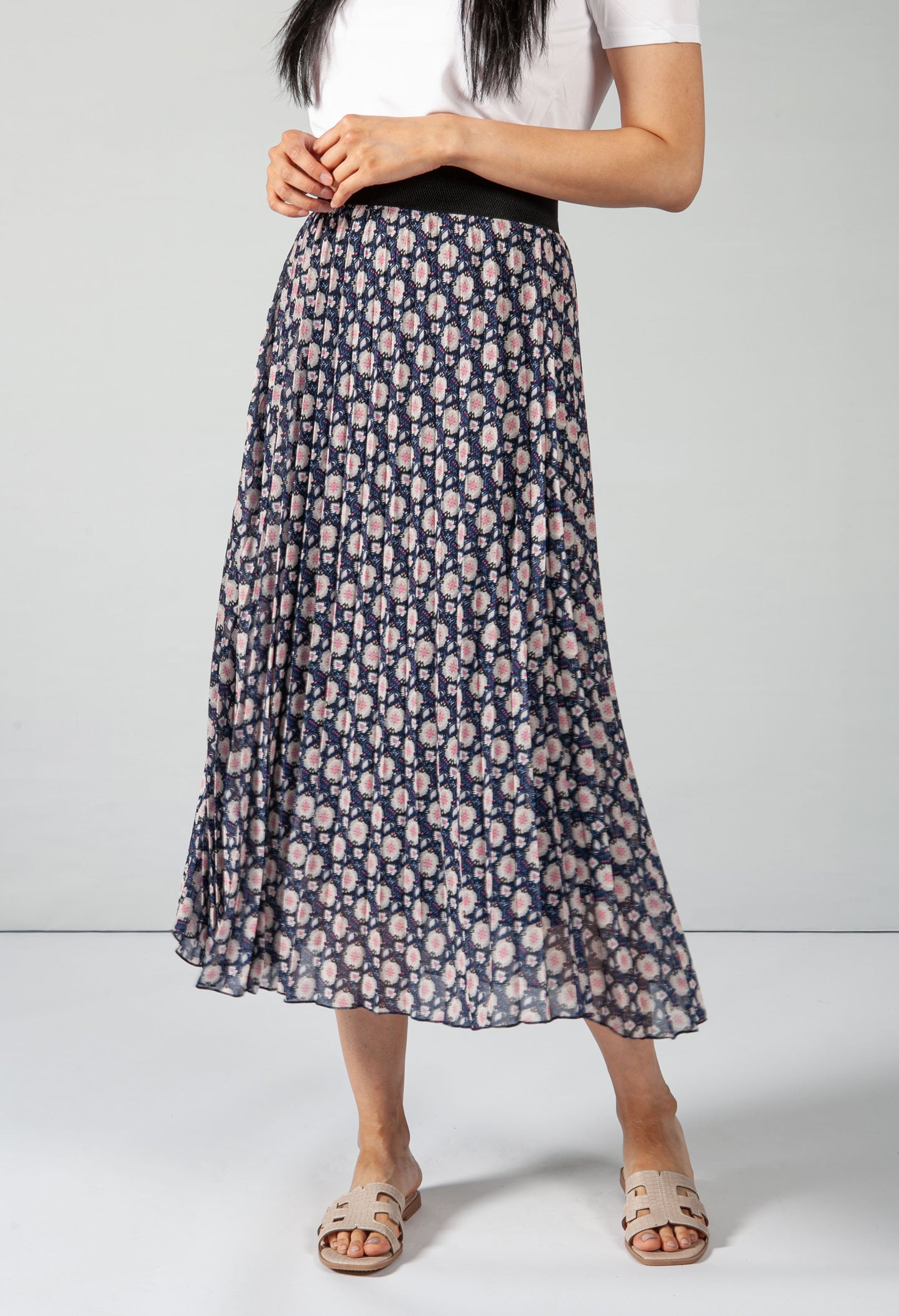 Vintage Print Navy Skirt