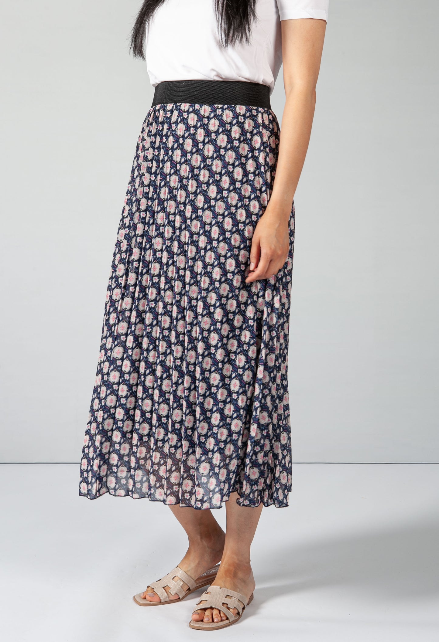 Vintage Print Navy Skirt