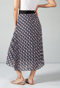 Vintage Print Navy Skirt