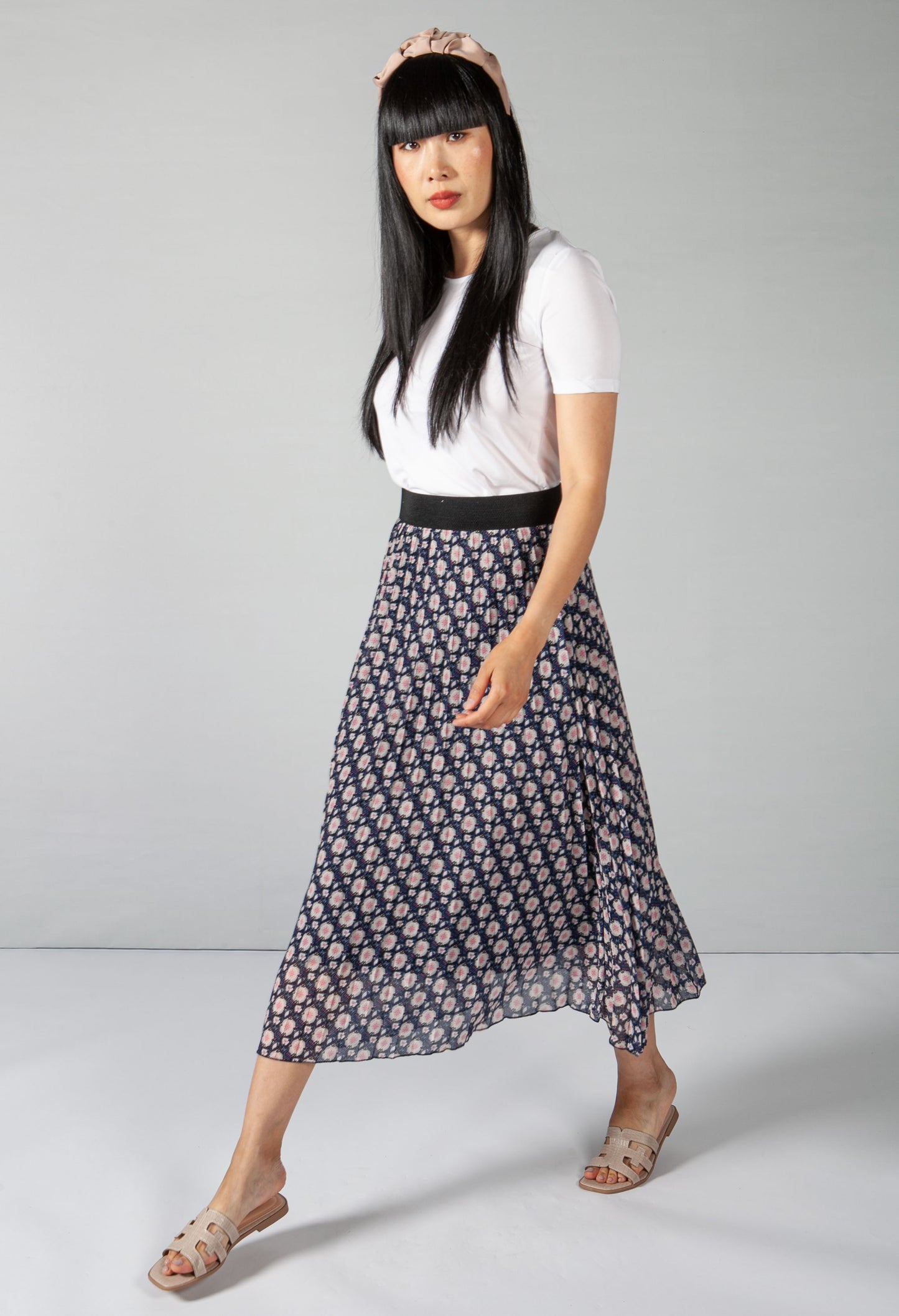 Vintage Print Navy Skirt