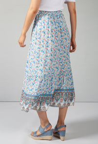 Mini Bloom Print Skirt in Sky Blue