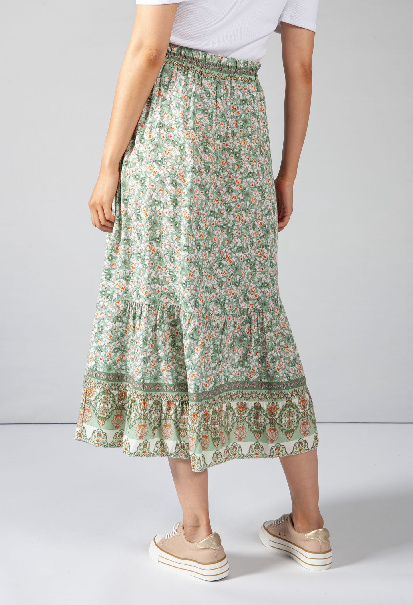 Mini Bloom Print Skirt in Sage