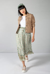 Mini Bloom Print Skirt in Sage