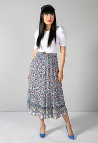 Mini Bloom Print Skirt in Navy