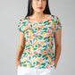 Lemon Print Top with Shoulder Detail