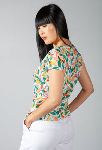 Lemon Print Top with Shoulder Detail