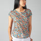 Watercolour Print Top with Shoulder Detail