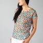 Watercolour Print Top with Shoulder Detail