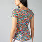 Watercolour Print Top with Shoulder Detail