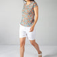 Watercolour Print Top with Shoulder Detail